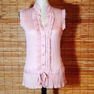 Sleeveless Pleated Drop Waist Top